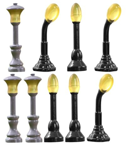 SUPVOX Set da 9 Pezzi Mini Lampioni Luminosi in Resina per Modellismo Ferroviario Decorazione Micro Paesaggio per Case Minuscole Statuette Ornamentali per Giardinaggio e Layout in
