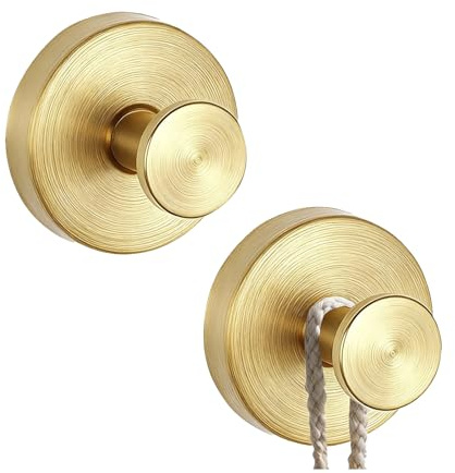 2Pcs Gold Suction Cup Hooks, Stainless Steel Suction Cup Wreath Holder – No-Drill Heavy-Duty Hooks for Front Door Wreath, Bathroom Towel, Shower & Window, Rust-Resistant Hangers for Kitchen Balcony