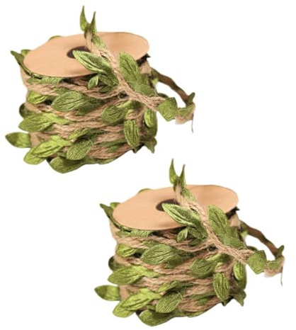 Homoyoyo 2 Rolls Cat Scratch Post Replacement Rope Natural Jute Sisal DIY Grab Column Rope for Cat Scratching 5 Meters Per Roll Green Leaf Pattern Decoration