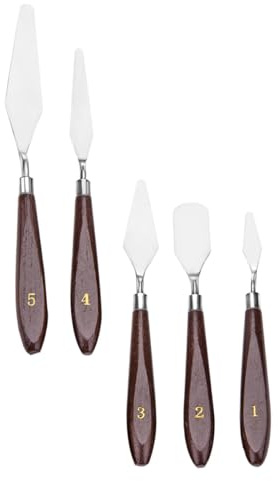 DECHOUS Set 5 Raschietti per Pittura a Olio Manico in Legno Spatole per Pittori Professionisti e Hobbisti Strumenti per Miscelazione e Taglio Colori Artistici