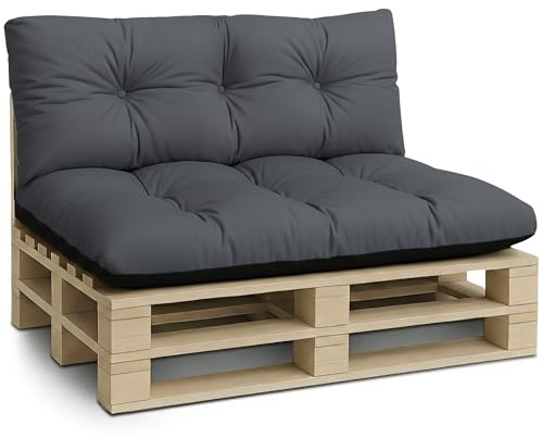 Amazinggirl Palettenkissen Outdoor Kissen 2er-Set Palettenkissen - Auflagen für Paletten Europaletten Palettensofa und Palettenmöbel Palettenpolster Outdoorkissen Gartenkissen Graphit
