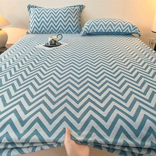 HLTQL SáBana Bajera De Felpa De Invierno Ajustable CáLida, Mullida, Apta para ColchóN De 30 Cm Fundas para Colchonetas Sabanas Bajeras(5,120x200cm)