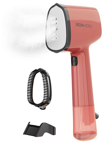 Cecotec Plancha Vertical Vapor IronHero V-1500 Essential Berry. 1500W, Suela Cerámica Ultradeslizante, Vapor Continuo 25g/min, 2 Modos, Calentamiento Rápido, Accesorio de Cepillo de Silicona