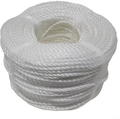 Corda bianca in polietilene da 6 mm, rotolo da 30 m, 3 fili, per uso esterno, marino e agricolo, resistente alle intemperie