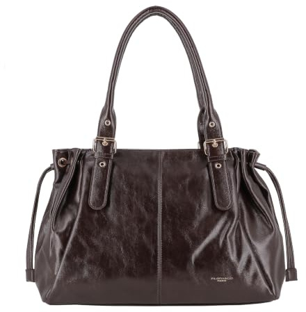 flora & co | Sac Cabas Femme Similicuir Lisse Bowling Lacet Chocolat