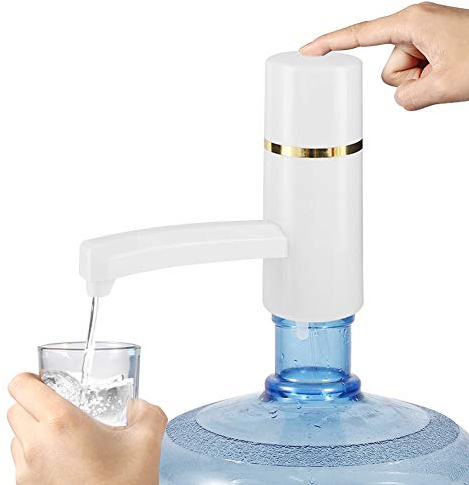 Haofy Electric Water Bottle Pump, USB Wireless Rechargeable Automatic Drinking Water Dispenser Electric Bottle Drinking Dispenser Filter(White)