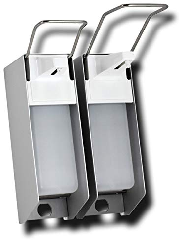 Desinfektionsspender mit Edelstahlhebel, Armhebelspender mit Kunststoffpumpe 500 ml / 1.000 ml, Spender für Desinfektionsmittel, Wandspender für Desinfektionsmittel, Größe:500 ml - kurzer Hebel