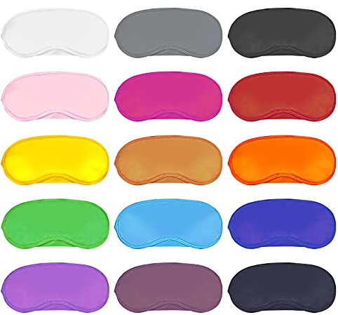 Dreamtop 15-pack flerfärgad ögonskugga skydd ögonmask sömn ögonbindel med näsdyna färg ögonbindel resa ögonpersienn sova ögonskydd för resor sömn kvinnor män barn, 15 färger