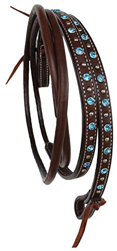 CHALLENGER Horse Western 66RT21TR Zügel aus gerolltem Leder, 2,4 m, Türkis / Braun