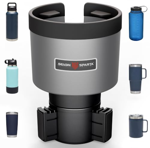 Auto-Becherhalter, Expander Organizer, Verstellbarer Boden, passt für Yeti 20/26/30/91.4 oz, Hydroflaschen 32/40 oz, Camelbak 32/40 oz, große Flaschen in 8.4-9.1 cm Durchmesser (Silber + Schwarz) | Kompatibel mit Yeti, Hydro Flask und Owala von 81,3 bis 101,6 ml, verbesserte verstellbare Scroll-Basis, passend für Flaschen