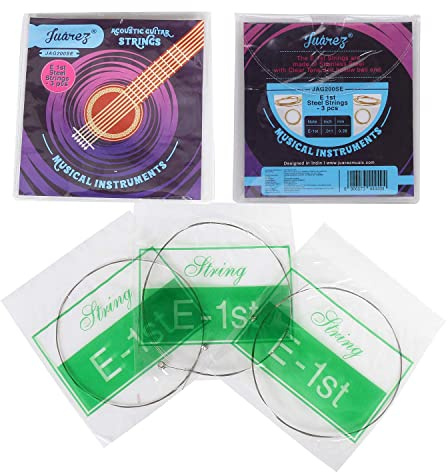 Juarez E - Juego de cuerdas de acero inoxidable para guitarra acústica, tono claro, extremo de bola hueco