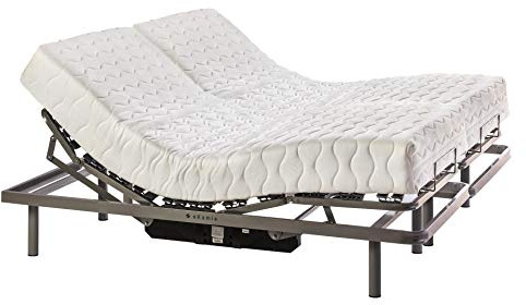 ekamia - Cama Articulada Eléctrica Doble Emparejada de Matrimonio con Colchón Luka - 160cm x 190cm, Mando con Cable