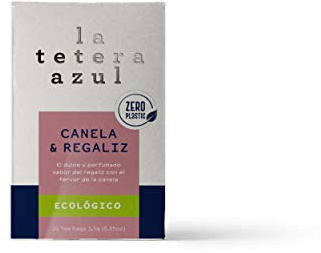 LA TETERA AZUL Organic Canela Regaliz. Regaliz, canela, caradamomo, jengibre, pétalos de rosa. Essential Collection. 20 Bolsitas De 1,5 Gr. …