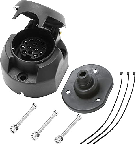 AGRISHOP 12V fiche Prise remorque 13 Broches, Prise Attelage 13 Broches Femelle Étanche Connecteur, Montage Boulon Écrou Support de Prise CaoutchoucÉtanche Joint pour RV Caravane Camion Van