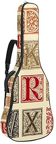 107 cm Gitarrentasche Gitarrentasche Rucksack für E-Gitarre, Akustik-Bass, Konzertgitarre, Ukulele, Mandoline, Ornamente Großbuchstaben