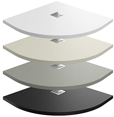 GME Plato de Ducha Semicircular de Carga Mineral Textura Pizarra - Ardesia | Color Blanco - Beige - Grafito (80x80 cm, Grafito RAL 7016)