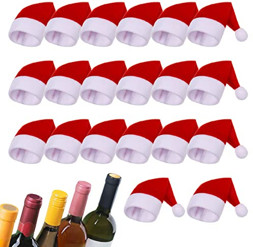 KroY PecoeD 20 Stück Mini Weihnachtsmtze, Weihnachtsmannmtzen Weihnachtsdeko, Weihnachten Besteckhalter fr Eier Sigkeit Flaschen Deko