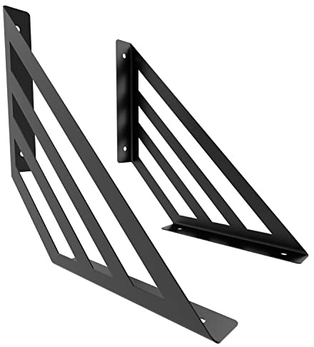 Sossai Staffe da parete 2 pezzi GSHR Truss 250x250 mm in acciaio – supporto a muro per mensola – nero – design decorativo