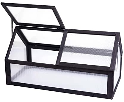 Mini Serra HWC-J45 Giardino Balcone Coperchio apribile Legno 108x57x54cm Antracite