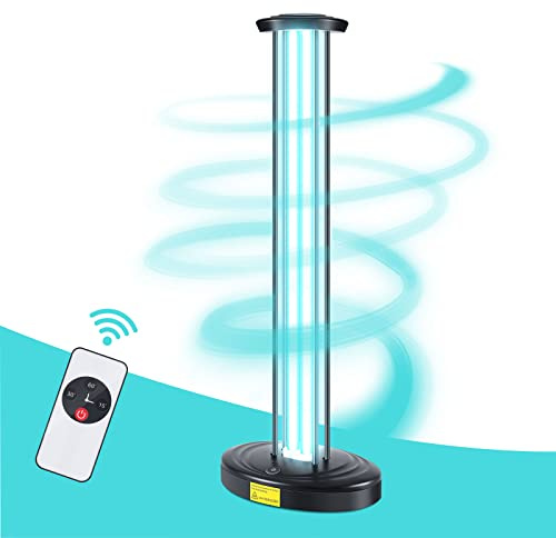 JTAPURE 100W UV Light, Ultraviolet Lamp Purifier for Whole Room & House, Ozone-Free, Home Disinfection Device with 3-Gear Timer Remote Control, UVC Lights, Purification for Bathroom, Toilet, Office