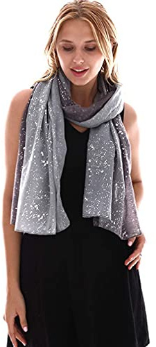 KAVINGKALY Sciarpa Glitter Morbida Sciarpa Leggera alla Moda e Avvolgere Sciarpe (Grigiog)