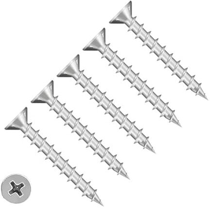 TERF® Lot de 25 vis de fenêtre en PVC 4,3 mm x 45 mm à tête fraisée plate en acier inoxydable A2 (304) - Vis autotaraudeuses pour fenêtre et porte en PVC - 4,3 mm x 45 mm