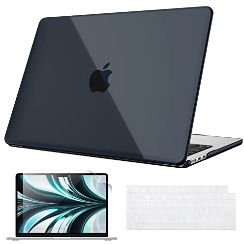 Fintie Hülle Kompatibel mit MacBook Air M5 M4 M3 M2 13.6 Zoll (2026-2022) A3449 A3240 A3113 A2681, Ultradünne Hartschale Schutzhülle Snap Case + Tastaturabdeckungen + Displayschutzfolie, Mitternacht