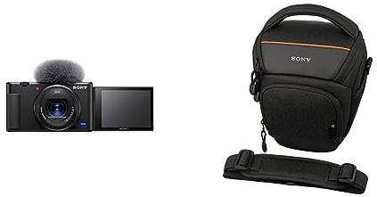Sony Bundle Vlog-Kamera ZV-1 (Digitalkamera, 24-70mm, seitlich klappbares Selfie-Display für Vlogging & YouTube, 4K Video) LCS-AMB Kameratasche Alpha-Kamera, Schwarz