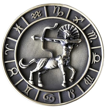 ATMRC Schmuckkästchen Schmuckkästchen mit zwölf Sternbildern, Schmuck-Organizer-Box, runde Ringbox aus Metall Aufbewahrung (Color : Sagittarius)