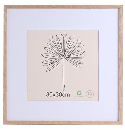 LYYYYX Bilderrahmen 30x30cm Eiche-Holz,Passepartout Acrylglas 1er-Set | Leichter Rahmen mit Antireflex Acrylglas und Passepartout für 20x20cm Fotos, geeignet für Puzzles, Poster, Collagen