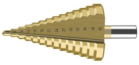 1 Stück 4–32 4–42 mm HSS-beschichteter Stufenbohrer Bohren Elektrowerkzeuge Metall Hochgeschwindigkeitsstahl Holz Lochschneider Stufenkegelbohrer (Size : 4-42mm)