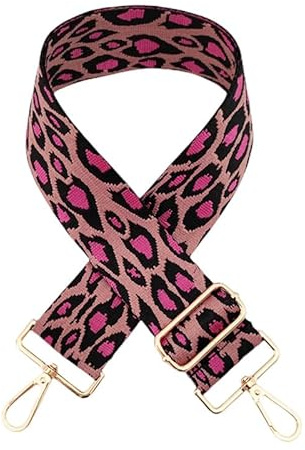 Taschengurt Verstellbar Schulterriemen für Taschen 80-130cm mit Gold Karabiner Leopard Muster 5cm Breit Ersatz Gürtel Schultergurt DIY Zubehör für Handtaschen für Damen Herren Mädchen,Rose