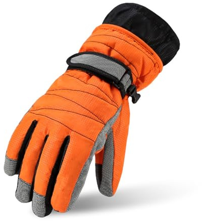 JIARY Winter Warm Mountain Snowboard Ski Gloves men women Cold Snow Skiing Mittens Waterproof Snowmobile Handschoe men,Orange,L