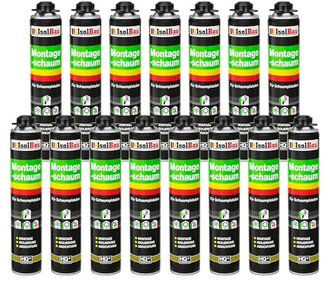 Isolbau - Bauschaum Montageschaum 15 x 750 ml PU-Schaum 1K Pistolenschaum Zargenschaum - Isolierung Abdichtung für Innen und Außen