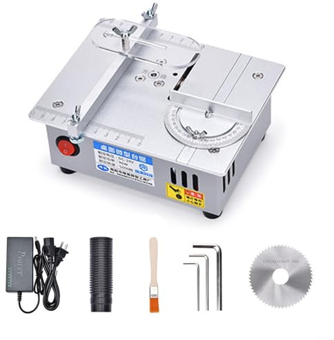 Multifunktionale Tischkreissäge,Mini Einstellbarer Tischsäge Tragbare Präzisions Table Saw, Präzisions DIY Miniatur anhebbare Tischkreissägen für Bastelarbeiten Holzmodellhandwerk(EU Plug)