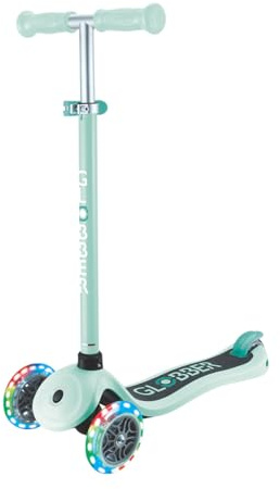 Globber Primo Lights – Tretroller mit 3 Rädern für Kinder von 3 bis 7 Jahren, Pastellgrün