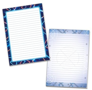 2 Motiv Schreibblöcke Hefte Briefpapier liniert für Kinder Schule Laser Lasertag Strahl neon bunt (1 Block dunkel und 1 Block hell A4 mit je 25 Blättern)