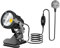 TobeBright LED Spot Klemmstrahler mit Stecker und Schalter, IP65 Wasserfester Pflanzen Spotlight für Innen und Außen, 7W LED Klemmspot mit 1,78m Kabel und Stecker, Warmweiß 3000K