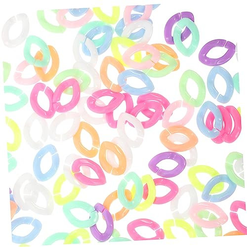 GLSTOY 300pcs Colorful Acrylic Self-Buckling Chains Necklace and Bracelet Accessories for DIY Crafting Handmade Ornaments Mixed Colors Suitable for Jewelry Making and Decoration