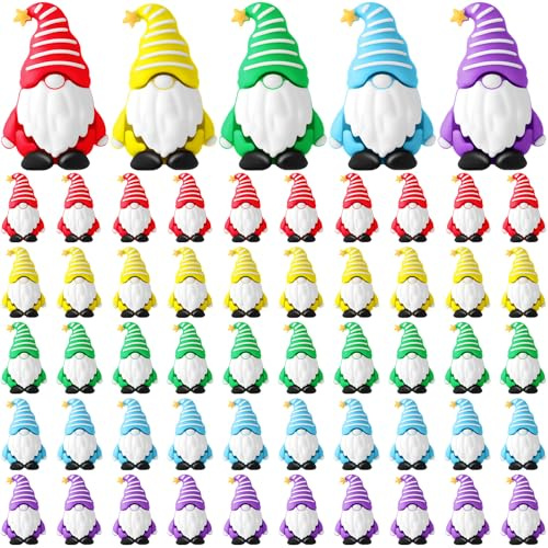 DoubleFill 50 Pcs Easter Mini Gnomes Tiny Figures Miniature Gnomes Fairy Gifts Statues Tiny Figurines for Landscape Outdoor Patio Yard for Garden Accessories Spring Gifts Fairy Goodie Bag
