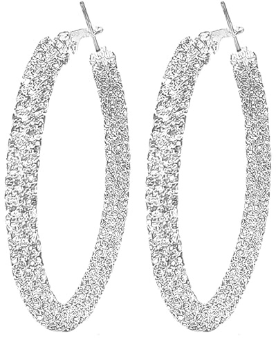 JINGDR Multcolors Cubic Zirconia Hoop Earrings For Women Dainty 14K Gold Plated Rhinestone Hoops Earrings Lightweight Big Chunky Hoop Earring Trendy Jewelry(silver)