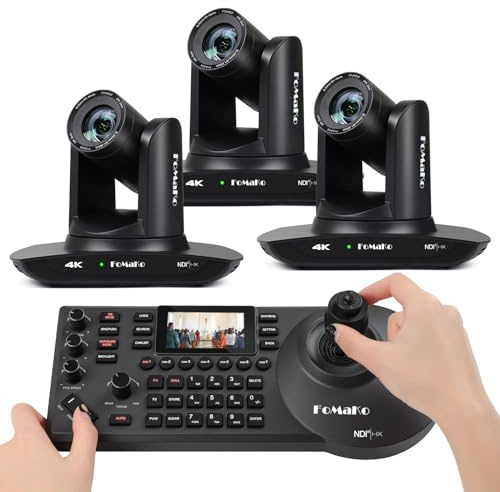 FoMaKo 4K PTZ Kamera Set NDI HX3 KI-Tracking 20x Optischer Zoom, mit HDMI/USB3.0/LAN(PoE), K20UHx3+ KC608 Pro NDI PTZ Controller,