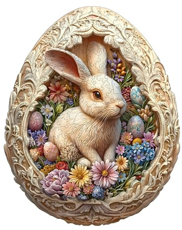 KaayeeWood Puzzle in legno,280 pezzi 3D Visivo Effetto Modello Mondo delle uova Pasqua,Puzzle Legno Adulti con scatola di legno,Regali di Compleanno e di Pasqua per adulti e bambini