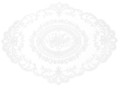 sourcing map Retro Lace Placemat 12x16-in Oval Embroidered Table Place Mats French Crochet Doilies Coasters Cup Mat for Home Wedding, Pure White