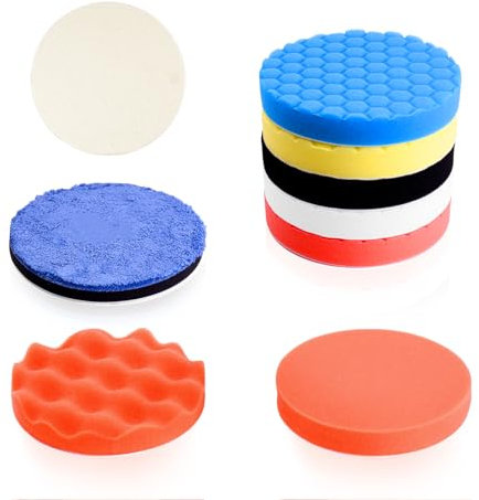 Rodison 9tlg 150mm Polierpad Klett Set, Polierschwämme, Auto Polierpads Set für Autopolieren, Schleifen, Polieren, Wachsen, Versiegeln- Kompatibel mit Exzenterpolierer & Schleifmaschine