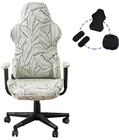 Tufkiss Fundas para Sillas De Juego 4 Pcs, Jacquard Funda Elástica Silla Gaming, con Funda para Reposabrazos Funda Silla Gamer (No Incluye Sillas)(Dark Green)