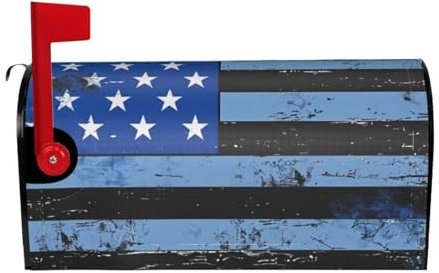 Copertura per cassetta delle lettere stampata con bandiera americana blu retrò sottile, copertura magnetica per cassetta delle lettere, decorazione per le vacanze, 53,3 x 45,7 cm, facile da installare