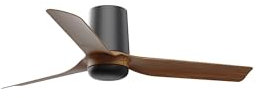 Faro Mini Punt Tub Ventilatore da soffitto piccolo a 3 pale, nero opaco, sistema intelligente Walnut Wiz
