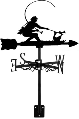 Girouette avec pêcheur et poisson - En acier inoxydable durable - Indicateur de direction du vent pour jardin, terrasse, cour, décoration facile à utiliser - Pêcheur