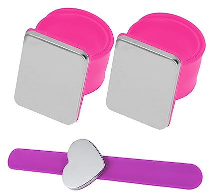 OSALADI 3 Stück Silikon Armband mit Magnet für Nähnadeln Herz und Quadratisches Design Nadelkissen für Haarschmuck und Handarbeiten für DIY Projekte